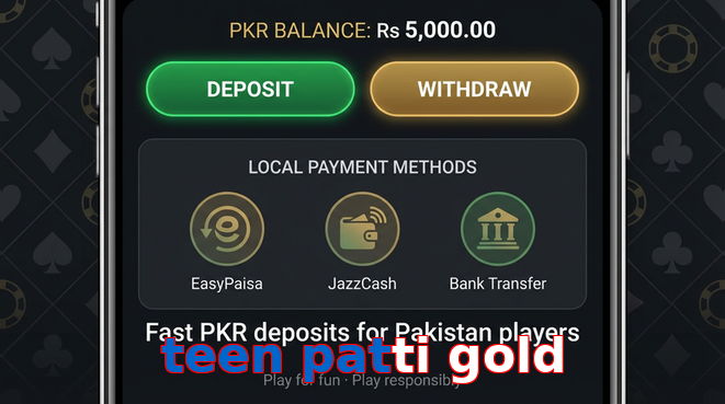 Deposit and withdrawal screen with PKR methods